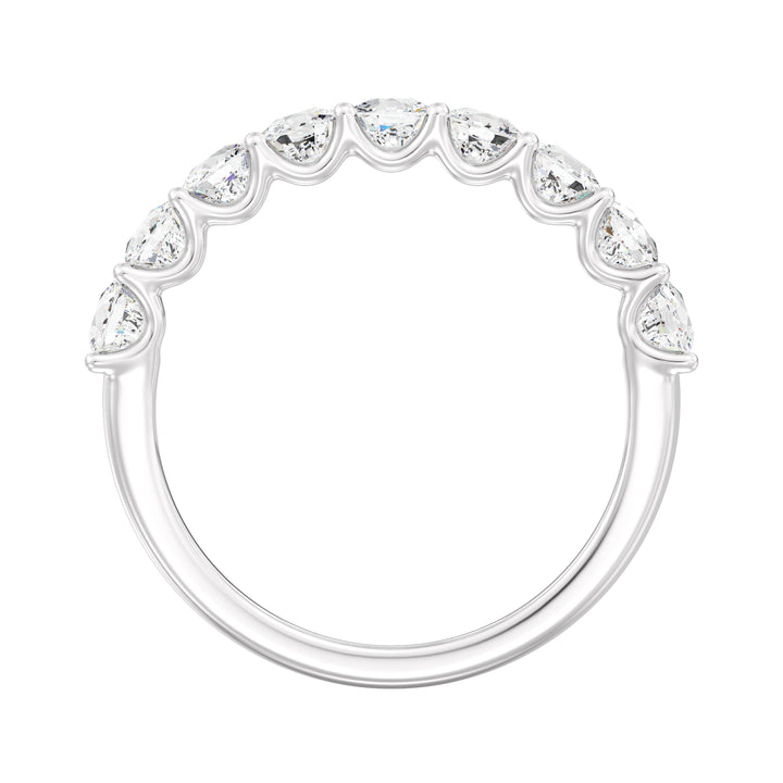 9-Stone Cushion-Cut Lab-Grown Diamond Scallop Half-Eternity Wedding Band in 18K White Gold