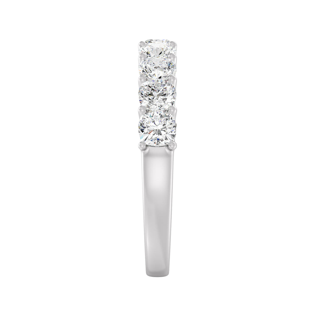 9-Stone Cushion-Cut Lab-Grown Diamond Scallop Half-Eternity Wedding Band in 18K White Gold