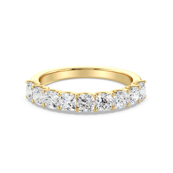 9-Stone Cushion-Cut Lab-Grown Diamond Scallop Half-Eternity Wedding Band in 18K Yellow Gold