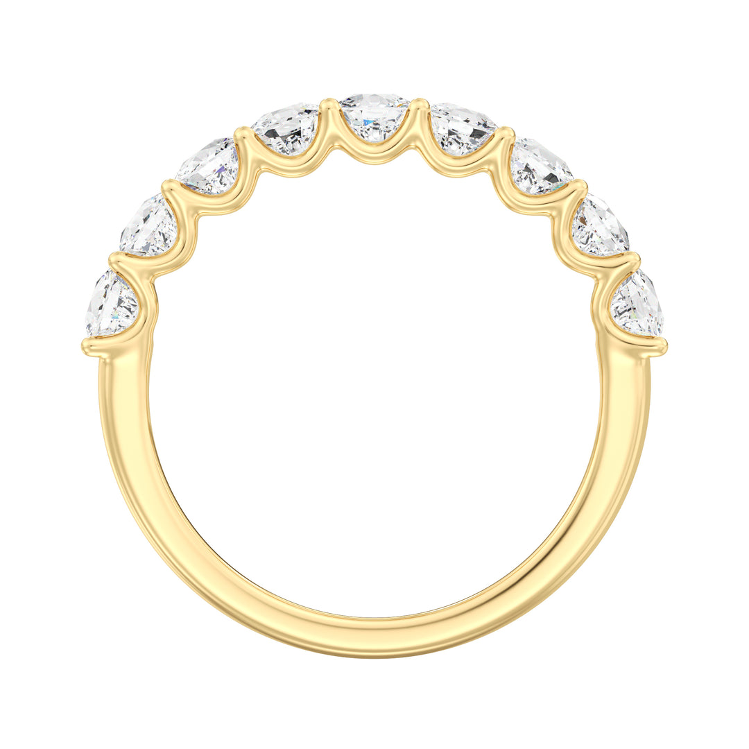 9-Stone Cushion-Cut Lab-Grown Diamond Scallop Half-Eternity Wedding Band in 18K Yellow Gold