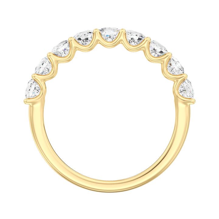9-Stone Cushion-Cut Lab-Grown Diamond Scallop Half-Eternity Wedding Band in 18K Yellow Gold