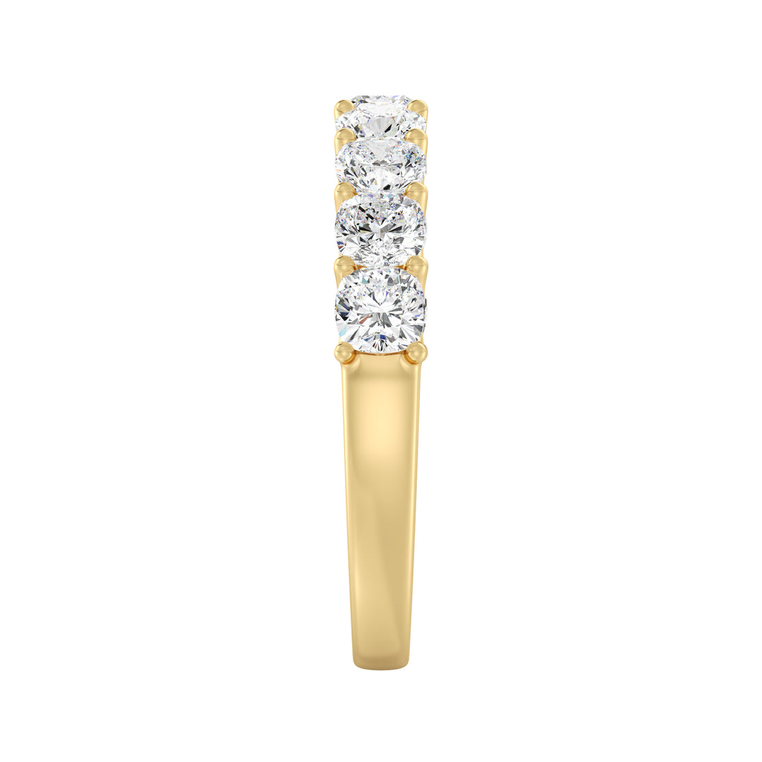 9-Stone Cushion-Cut Lab-Grown Diamond Scallop Half-Eternity Wedding Band in 18K Yellow Gold