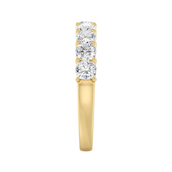 9-Stone Cushion-Cut Lab-Grown Diamond Scallop Half-Eternity Wedding Band in 18K Yellow Gold