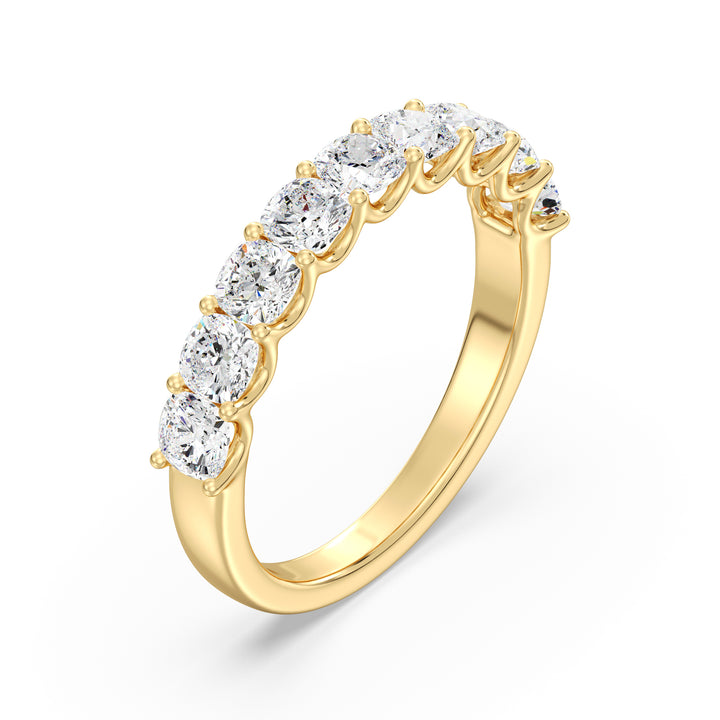 9-Stone Cushion-Cut Lab-Grown Diamond Scallop Half-Eternity Wedding Band in 18K Yellow Gold