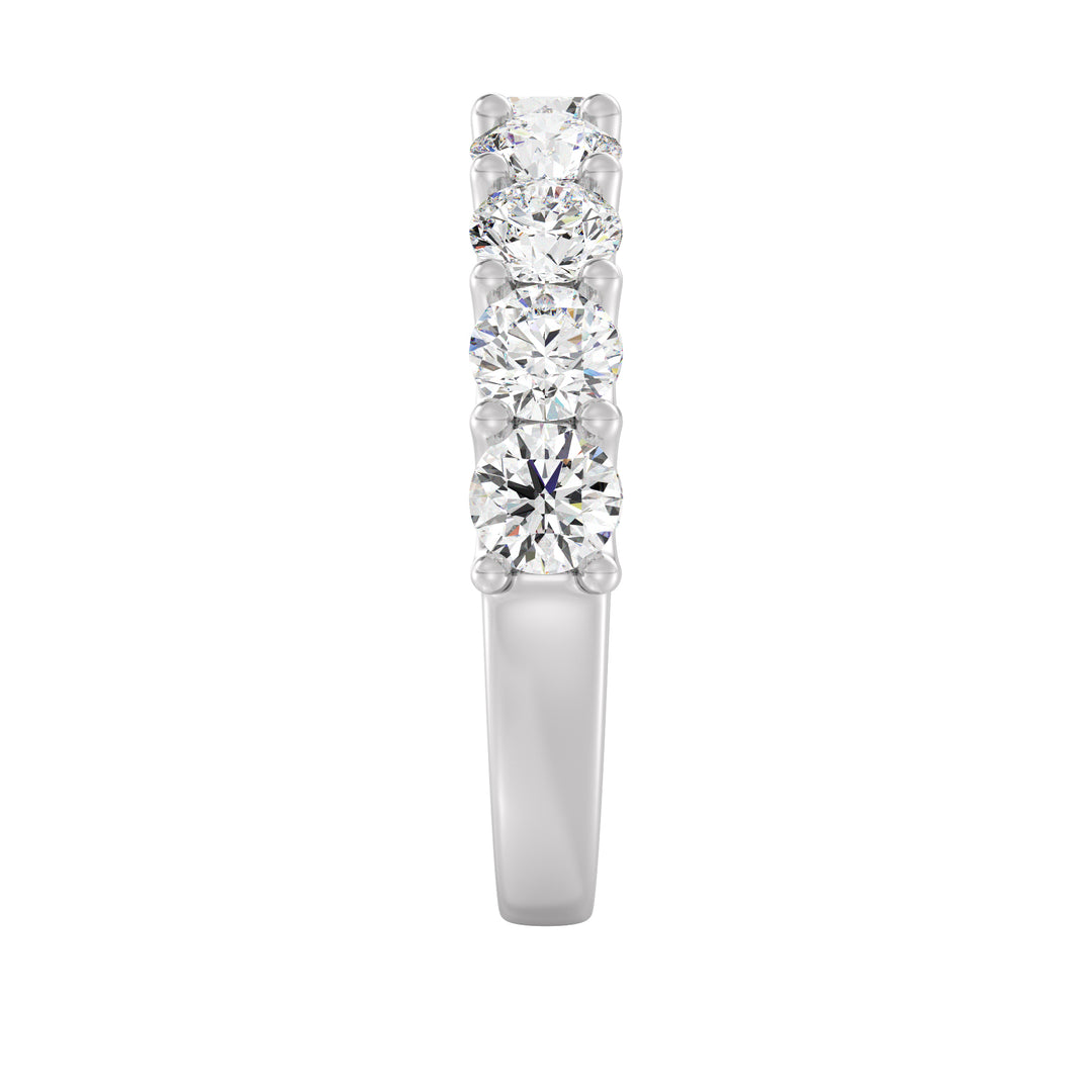 9-Stone Elegant Round-Cut Lab-Grown Diamond Scallop Half-Eternity Wedding Ring in 18K White Gold, highlighting brilliant EF color VS clarity diamonds in a modern and sophisticated shared prong scalloped band
