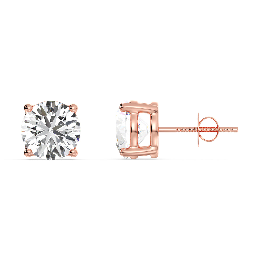Classic Round-Cut Lab-Grown Diamond Stud Earrings in 18K Rose Gold – A perfect blend of sophistication and modern charm