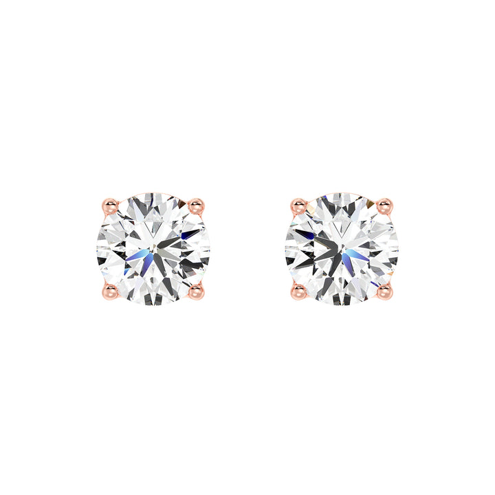 Classic Round-Cut Lab-Grown Diamond Stud Earrings in 18K Rose Gold – A perfect blend of sophistication and modern charm