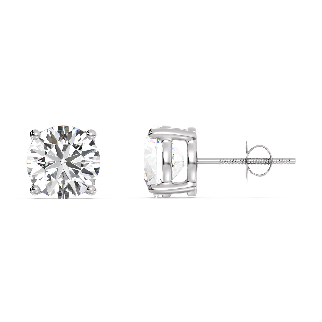 Classic Round-Cut Lab-Grown Diamond Stud Earrings in 18K White Gold – Radiating brilliance and eco-friendly elegance