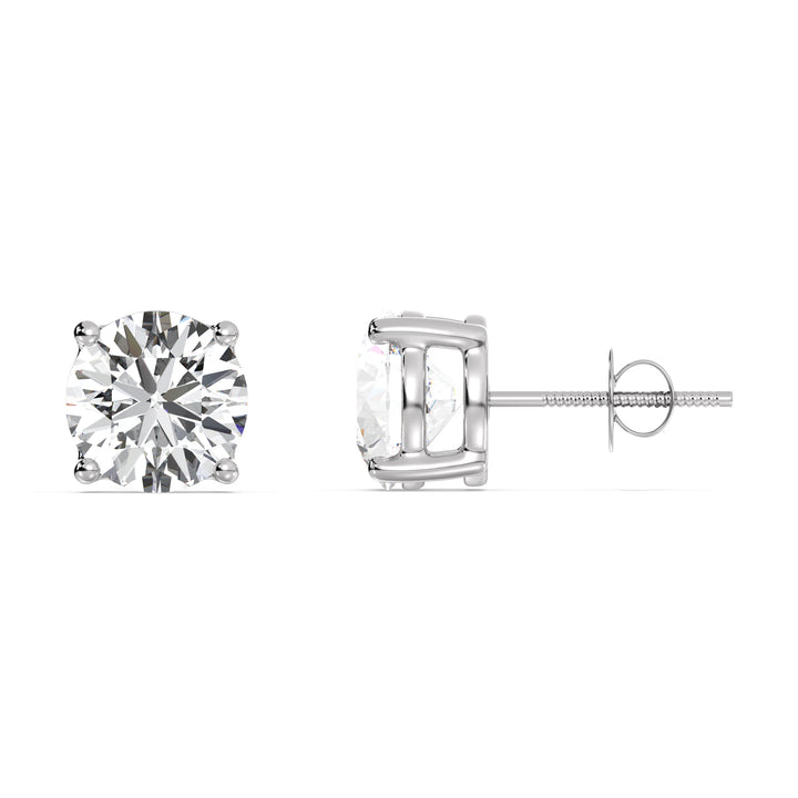 Classic Round-Cut Lab-Grown Diamond Stud Earrings in 18K White Gold – Radiating brilliance and eco-friendly elegance