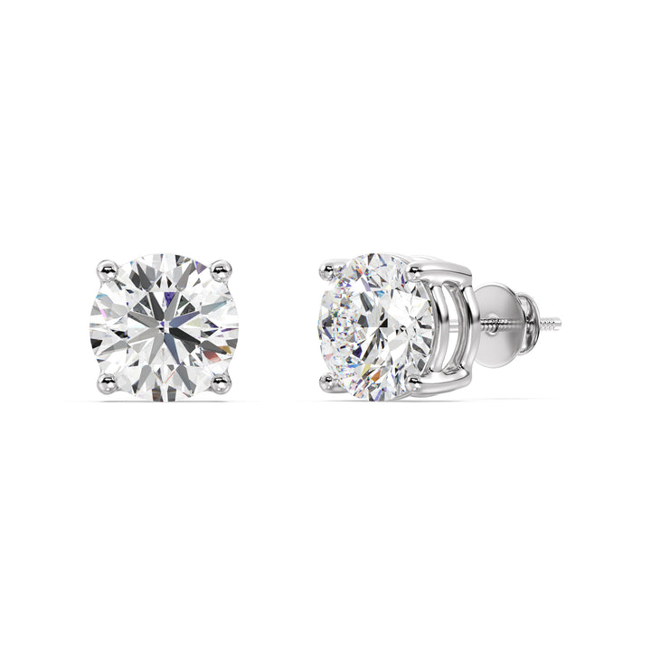 Classic Round-Cut Lab-Grown Diamond Stud Earrings in 18K White Gold – Radiating brilliance and eco-friendly elegance