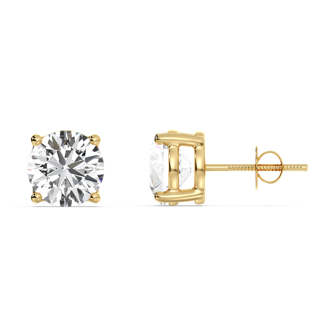 Classic Round-Cut Lab-Grown Diamond Stud Earrings in 18K Yellow Gold – Timeless elegance and sustainable luxury