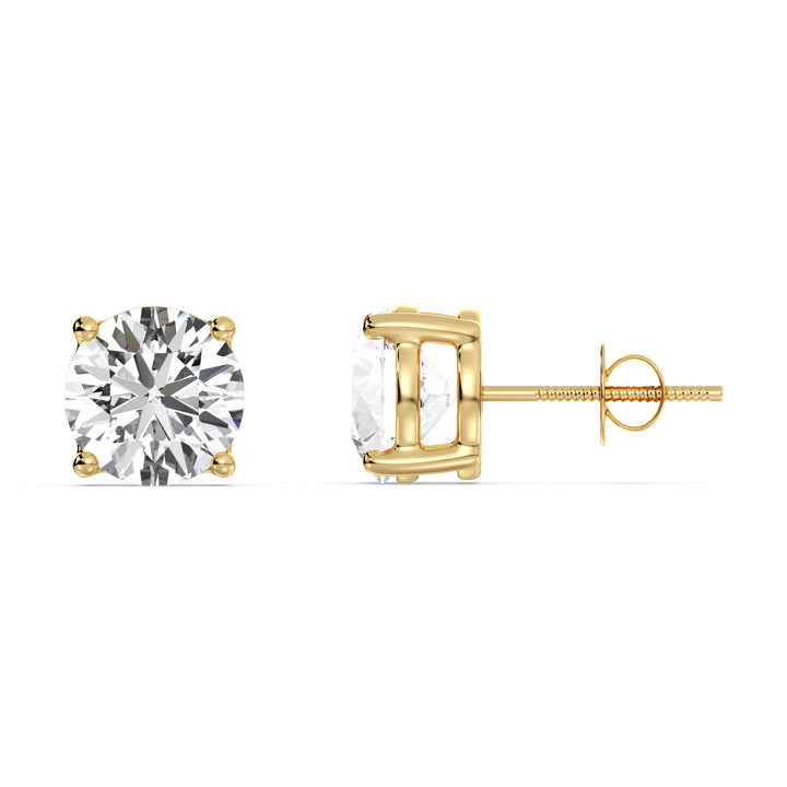 Classic Round-Cut Lab-Grown Diamond Stud Earrings in 18K Yellow Gold – Timeless elegance and sustainable luxury