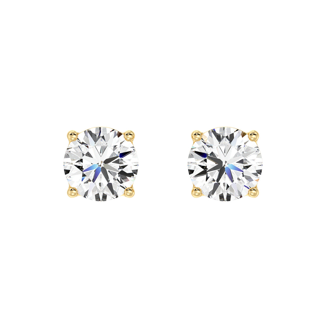 Classic Round-Cut Lab-Grown Diamond Stud Earrings in 18K Yellow Gold – Timeless elegance and sustainable luxury