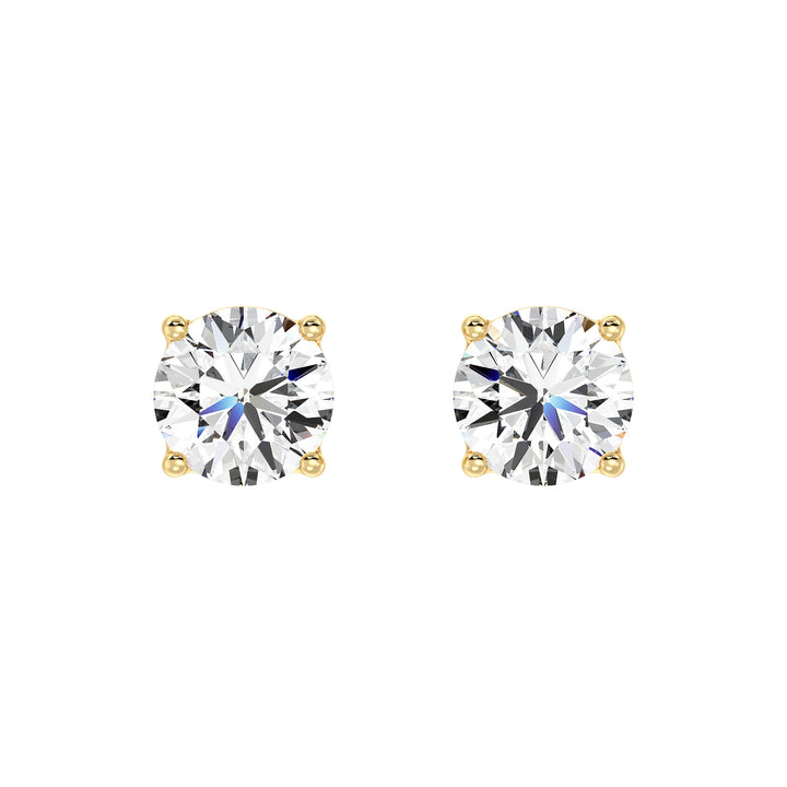 Classic Round-Cut Lab-Grown Diamond Stud Earrings in 18K Yellow Gold – Timeless elegance and sustainable luxury