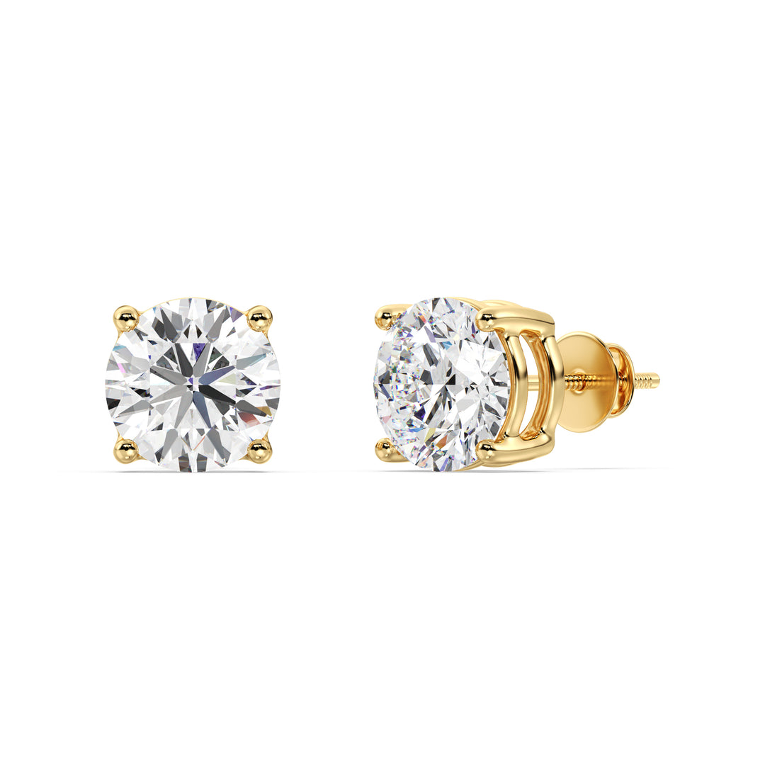 Classic Round-Cut Lab-Grown Diamond Stud Earrings in 18K Yellow Gold – Timeless elegance and sustainable luxury