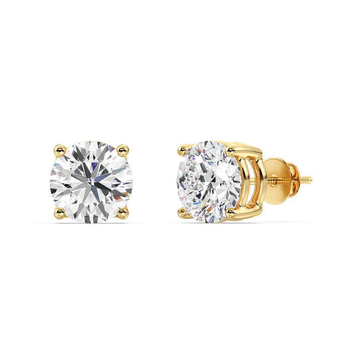 Classic Round-Cut Lab-Grown Diamond Stud Earrings in 18K Yellow Gold – Timeless elegance and sustainable luxury