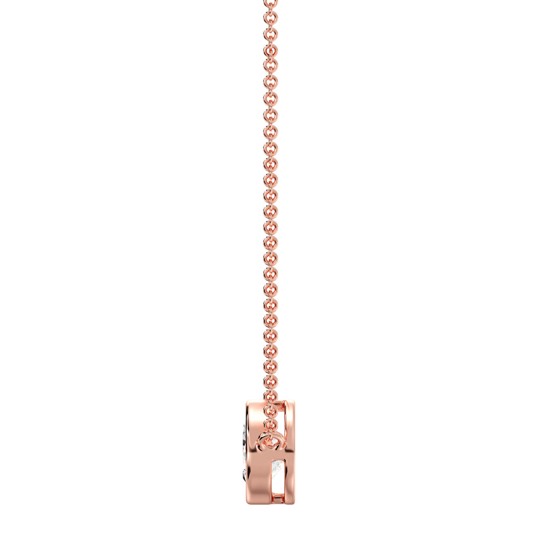2 Carat Pear-Cut Lab-Grown Diamond Bezel-Set Solitaire Pendant Necklace in 18K Rose Gold featuring a warm, elegant finish and a sparkling teardrop-shaped diamond
