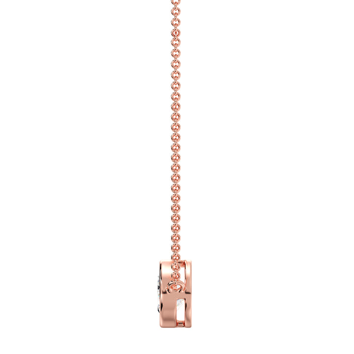 2 Carat Pear-Cut Lab-Grown Diamond Bezel-Set Solitaire Pendant Necklace in 18K Rose Gold featuring a warm, elegant finish and a sparkling teardrop-shaped diamond