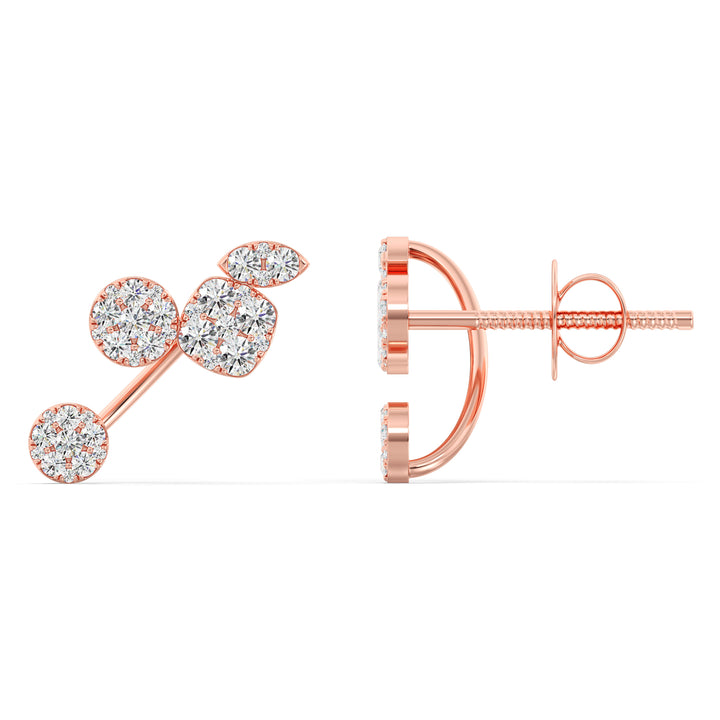 Timeless lab-grown diamond stud earrings in 18K rose gold, adorned with 70 meticulously crafted diamonds for a radiant look