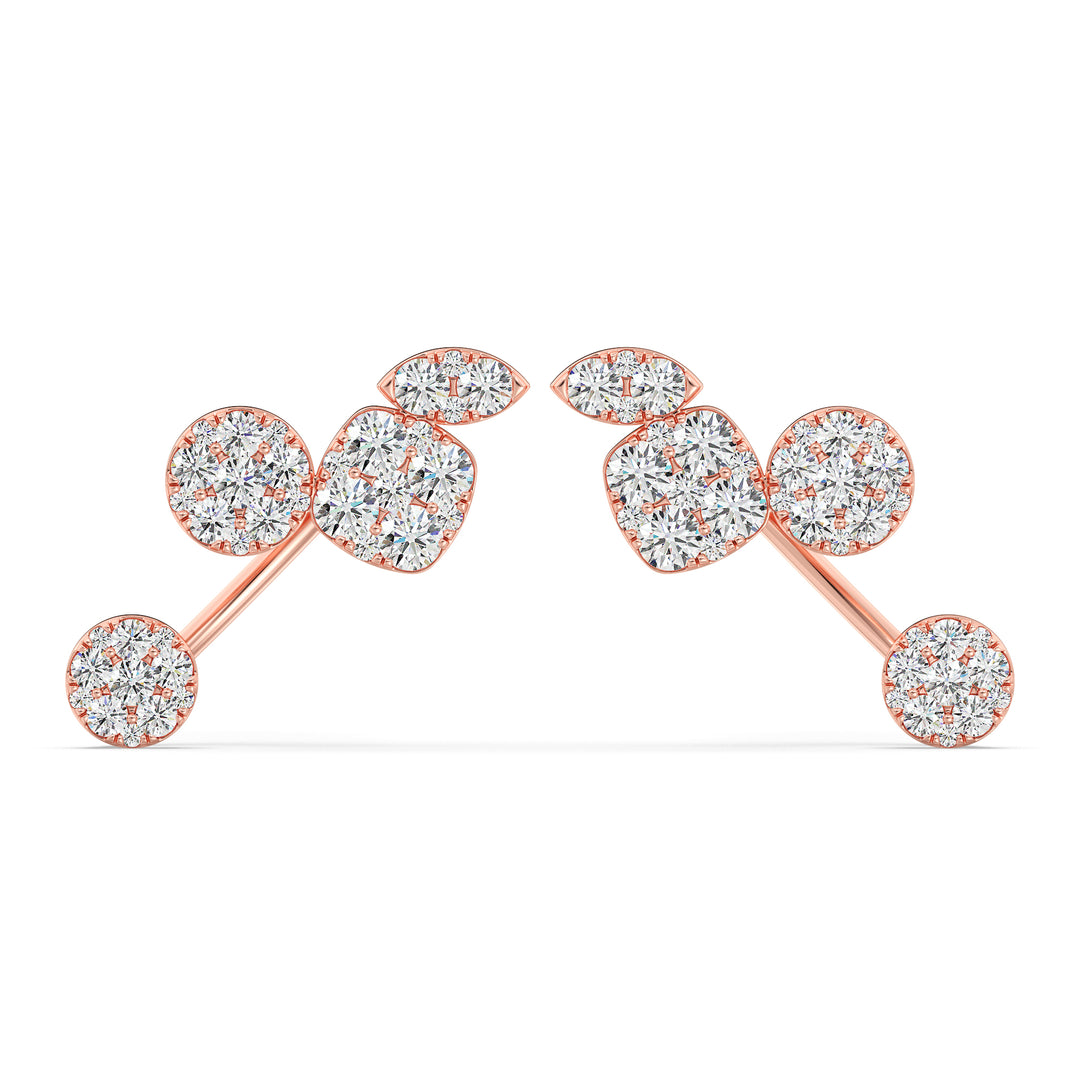Timeless lab-grown diamond stud earrings in 18K rose gold, adorned with 70 meticulously crafted diamonds for a radiant look