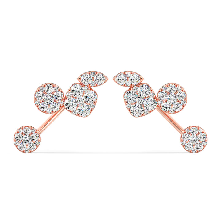 Timeless lab-grown diamond stud earrings in 18K rose gold, adorned with 70 meticulously crafted diamonds for a radiant look