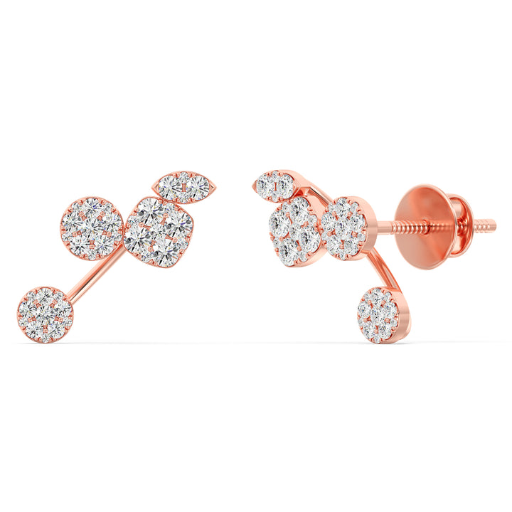 Timeless lab-grown diamond stud earrings in 18K rose gold, adorned with 70 meticulously crafted diamonds for a radiant look