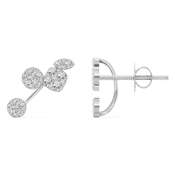 Minimalistic lab-grown diamond stud earrings in 18K white gold, showcasing 70 dazzling diamonds for a sophisticated finish