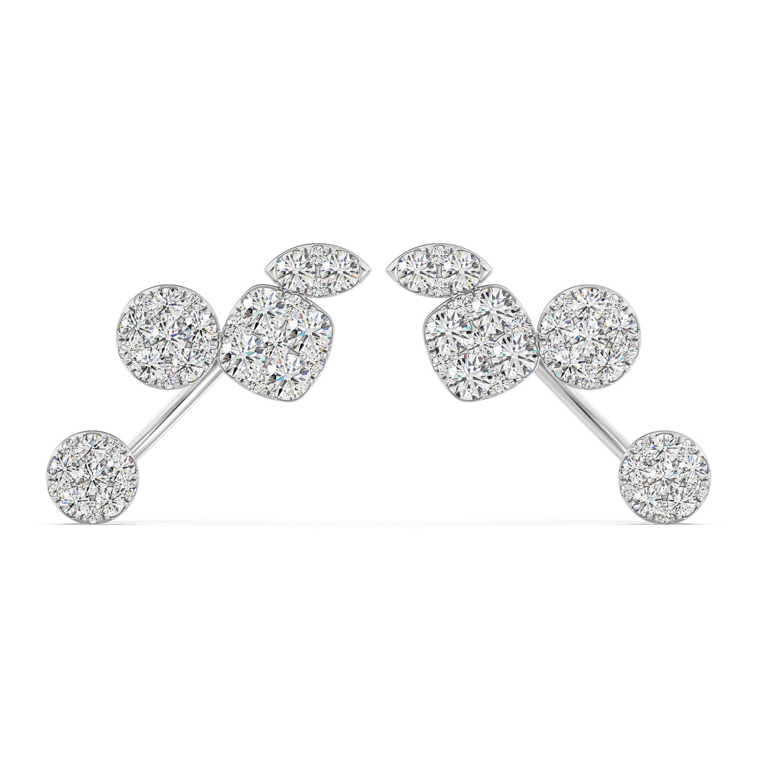 Minimalistic lab-grown diamond stud earrings in 18K white gold, showcasing 70 dazzling diamonds for a sophisticated finish