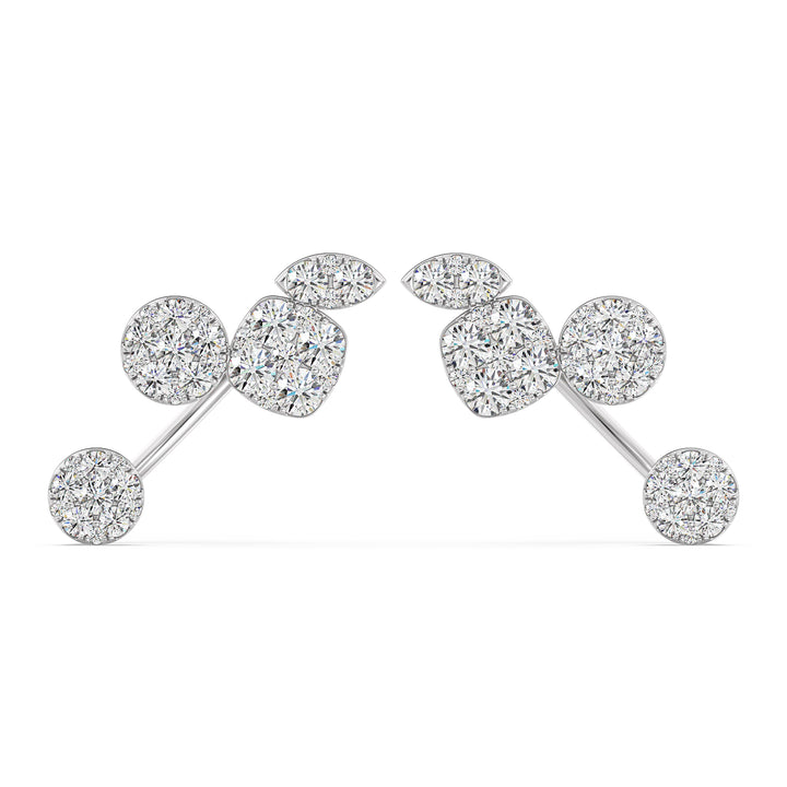 Minimalistic lab-grown diamond stud earrings in 18K white gold, showcasing 70 dazzling diamonds for a sophisticated finish