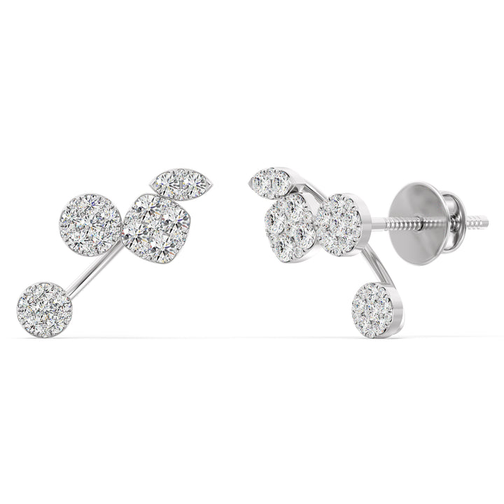 Minimalistic lab-grown diamond stud earrings in 18K white gold, showcasing 70 dazzling diamonds for a sophisticated finish