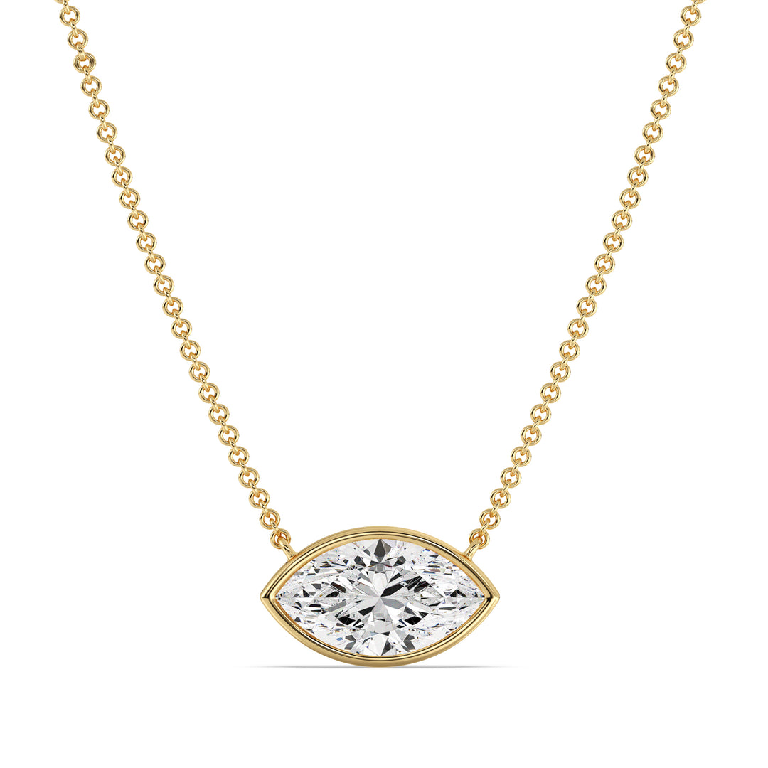 2 Carat Marquise-Cut Lab-Grown Diamond Bezel-Set Solitaire Pendant Necklace in 18K Yellow Gold