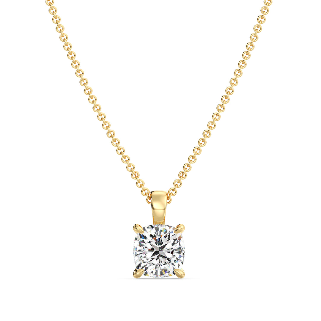Cushion-Cut Lab-Grown Diamond Solitaire Pendant