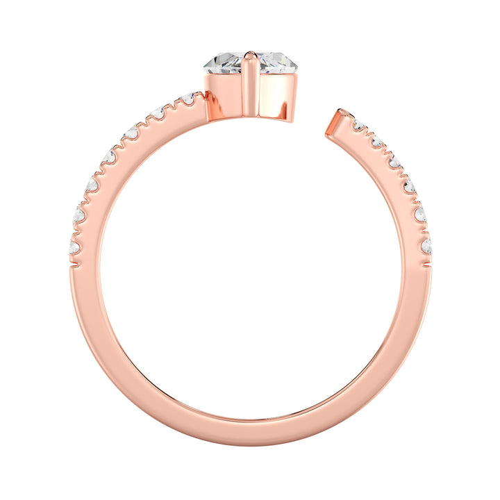 Sophisticated Marquise-Cut Lab-Grown Diamond Open Cuff Pavé Engagement Ring in 18K Rose Gold with a dazzling marquise diamond and pavé details