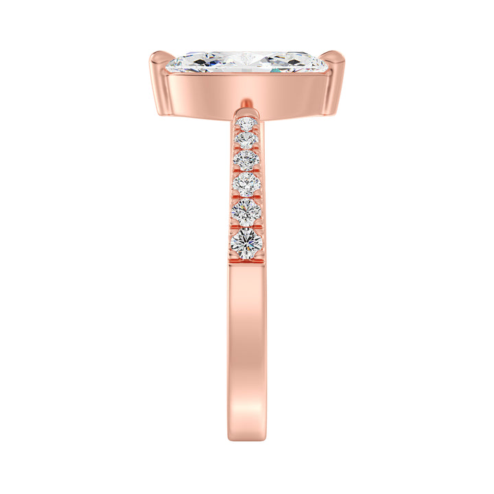 Sophisticated Marquise-Cut Lab-Grown Diamond Open Cuff Pavé Engagement Ring in 18K Rose Gold with a dazzling marquise diamond and pavé details