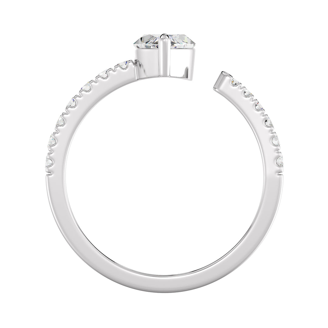 Timeless Marquise-Cut Lab-Grown Diamond Open Cuff Pavé Engagement Ring in 18K White Gold showcasing a brilliant marquise center diamond and pavé side stones
