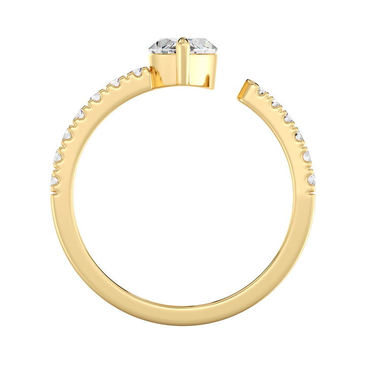 Elegant Marquise-Cut Lab-Grown Diamond Open Cuff Pavé Engagement Ring in 18K Yellow Gold featuring a stunning marquise center stone and sparkling pavé accents