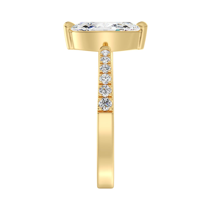 Elegant Marquise-Cut Lab-Grown Diamond Open Cuff Pavé Engagement Ring in 18K Yellow Gold featuring a stunning marquise center stone and sparkling pavé accents