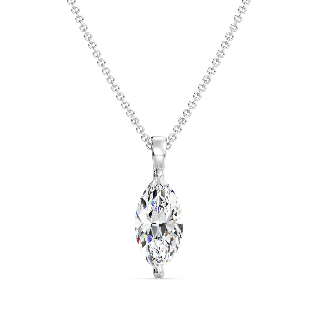 Marquise-Cut Lab-Grown Diamond Solitaire Pendant