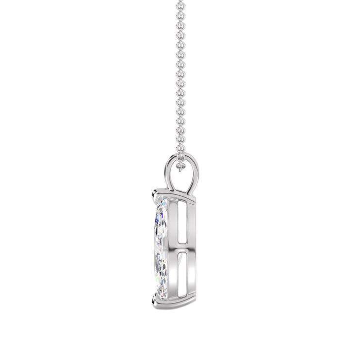 Elegant Marquise-Cut Lab-Grown Diamond Solitaire Pendant in 18K White Gold with a timeless two-claw prong setting, featuring a brilliant marquise-cut diamond.
