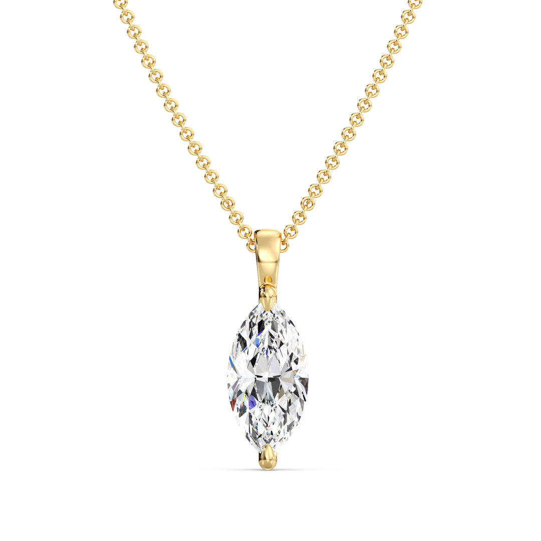 Marquise-Cut Lab-Grown Diamond Solitaire Pendant