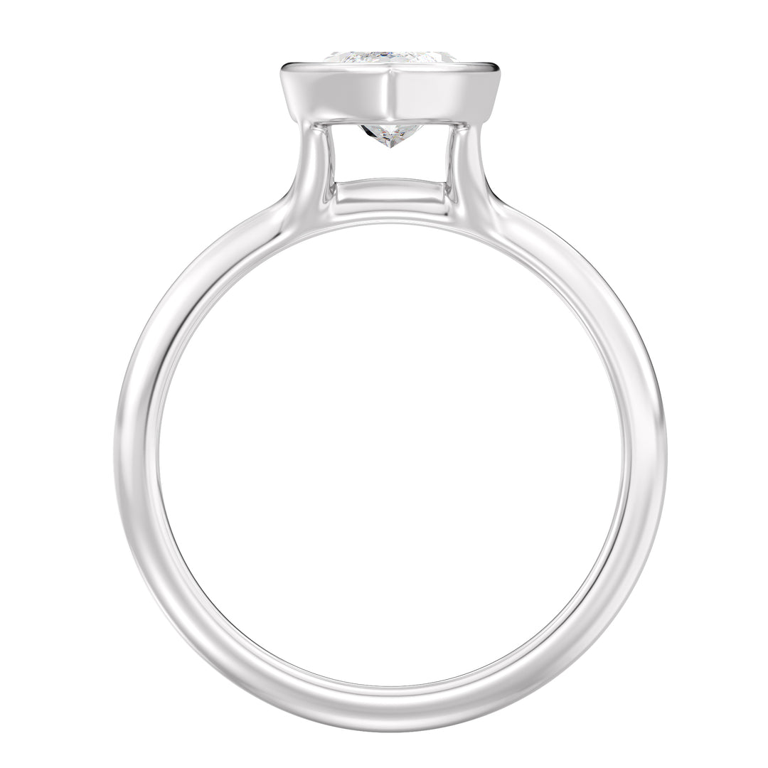 Elegant Marquise-Cut Bezel-Set Lab-Grown Diamond Solitaire Ring in 18K White Gold, highlighting a sleek and sophisticated design with a brilliant marquise-cut diamond