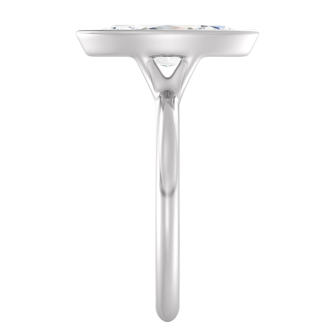 Elegant Marquise-Cut Bezel-Set Lab-Grown Diamond Solitaire Ring in 18K White Gold, highlighting a sleek and sophisticated design with a brilliant marquise-cut diamond