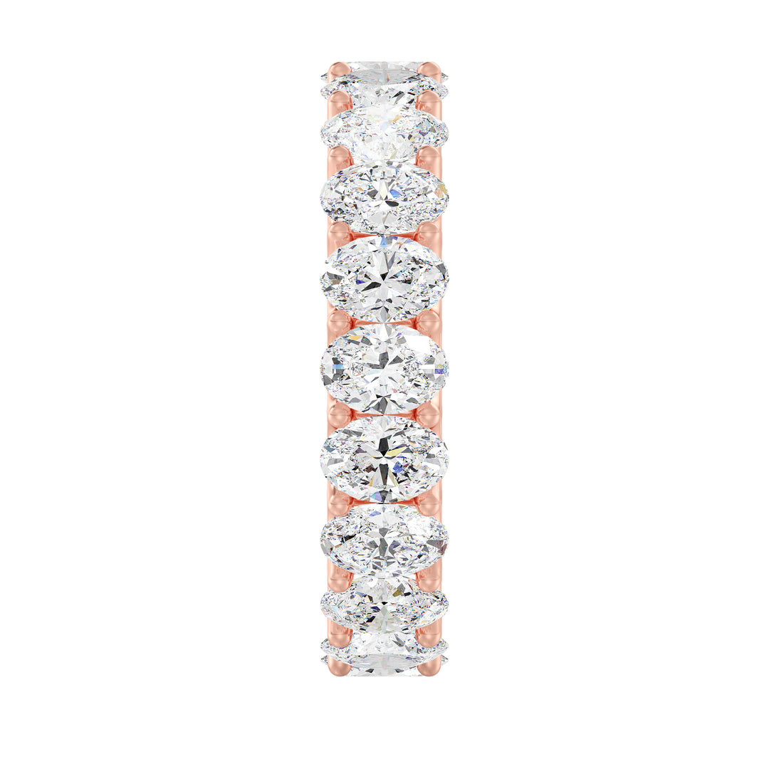 Refined Oval Lab-Grown Diamond Scallop Eternity Band in 18K Rose Gold adorned with 20 dazzling oval-shaped diamonds set in a shared prong with a scalloped side design.
