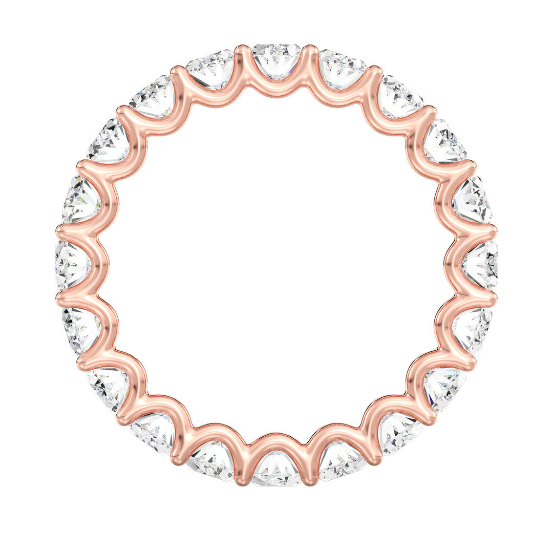 Refined Oval Lab-Grown Diamond Scallop Eternity Band in 18K Rose Gold adorned with 20 dazzling oval-shaped diamonds set in a shared prong with a scalloped side design.