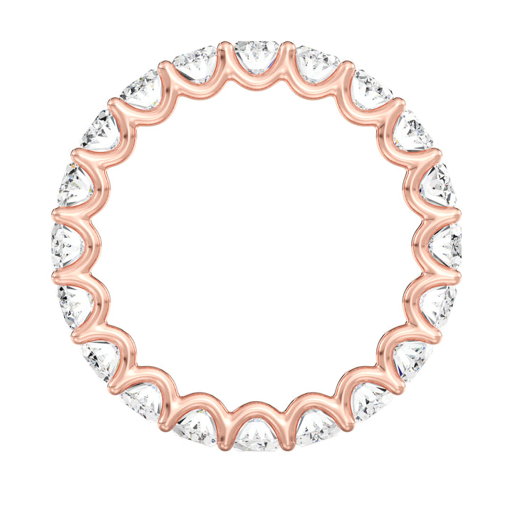 Refined Oval Lab-Grown Diamond Scallop Eternity Band in 18K Rose Gold adorned with 20 dazzling oval-shaped diamonds set in a shared prong with a scalloped side design.