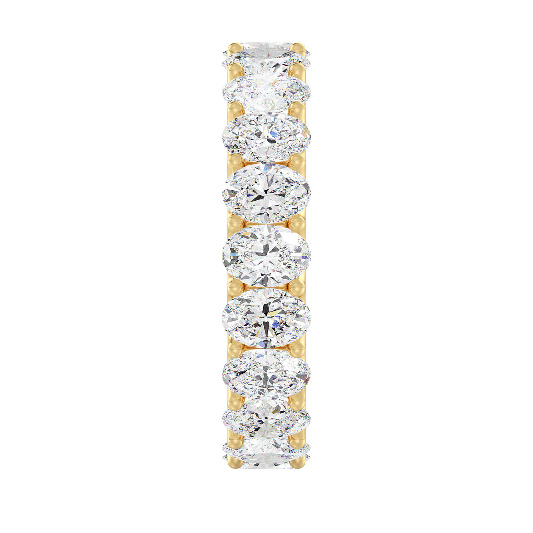 Elegant Oval Lab-Grown Diamond Scallop Eternity Band in 18K Yellow Gold featuring 20 sparkling oval-shaped diamonds with a delicate scalloped side profile