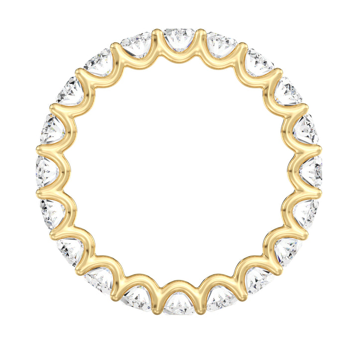 Elegant Oval Lab-Grown Diamond Scallop Eternity Band in 18K Yellow Gold featuring 20 sparkling oval-shaped diamonds with a delicate scalloped side profile