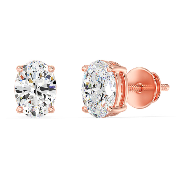 Elegant Oval Lab-Grown Diamond Stud Earrings in 18K Rose Gold – IGI Certified