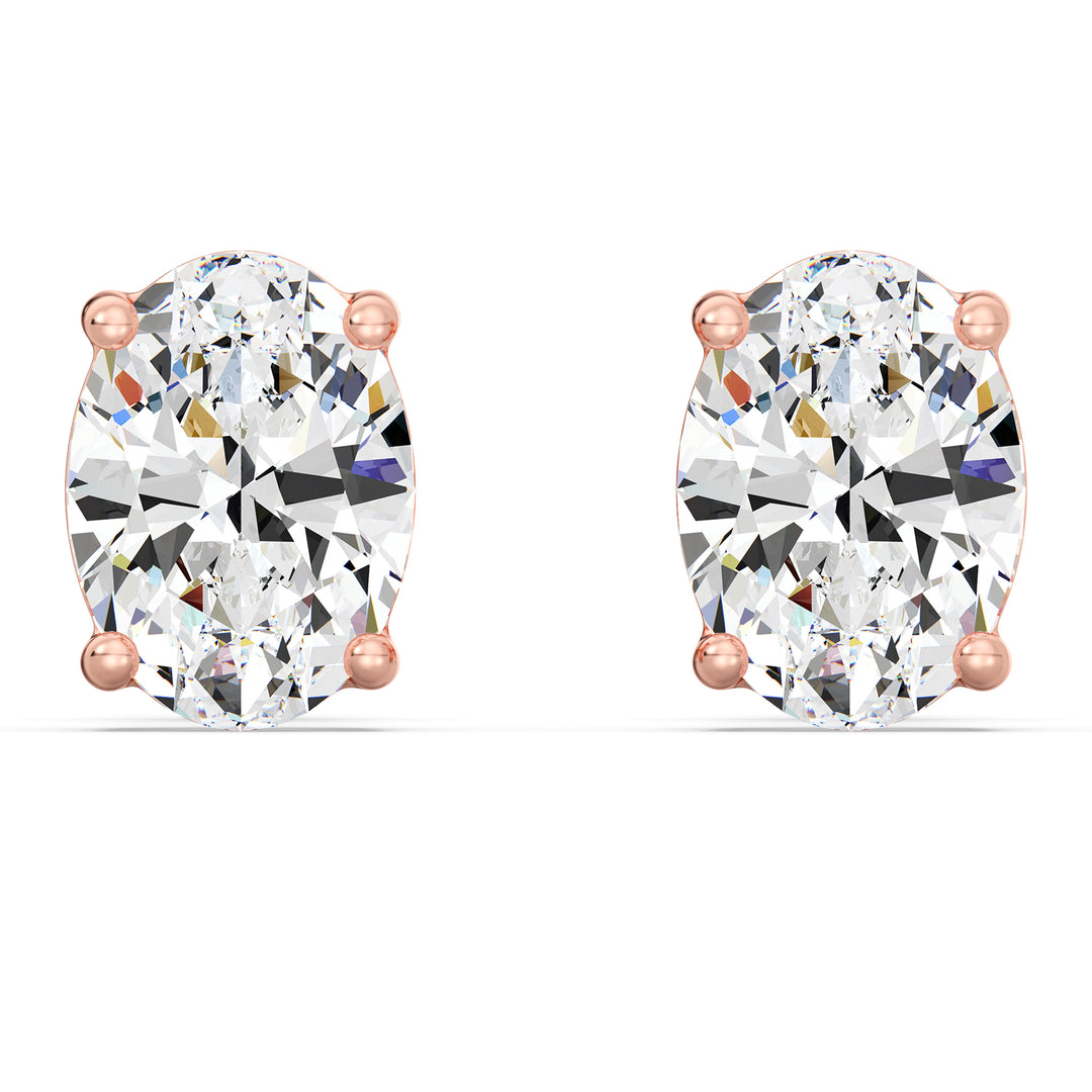Elegant Oval Lab-Grown Diamond Stud Earrings in 18K Rose Gold – IGI Certified