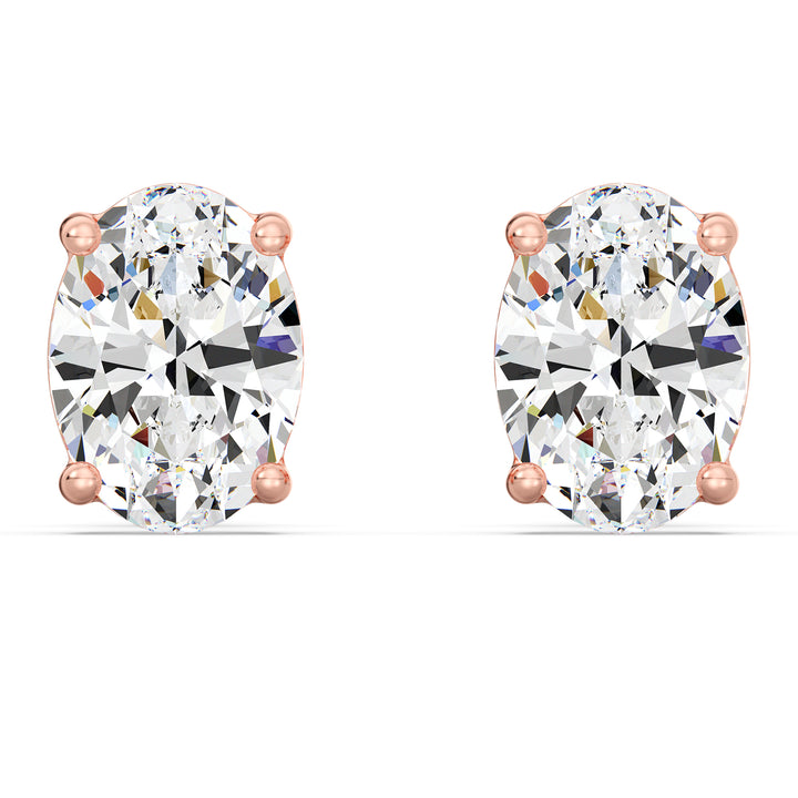 Elegant Oval Lab-Grown Diamond Stud Earrings in 18K Rose Gold – IGI Certified